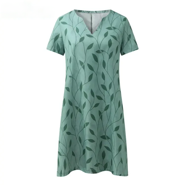 Women's Mini Dress Green Leaf Print 6