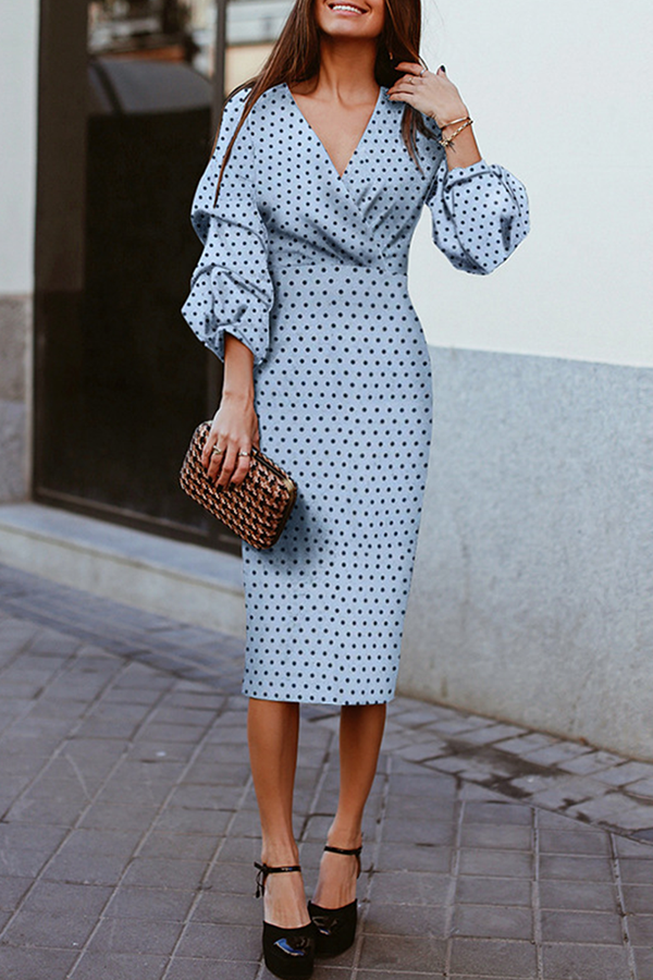 Women's V-Neck Polka Dot Cocktail Dress for Summer Elegance 2