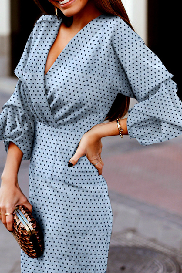 Women's V-Neck Polka Dot Cocktail Dress for Summer Elegance 3