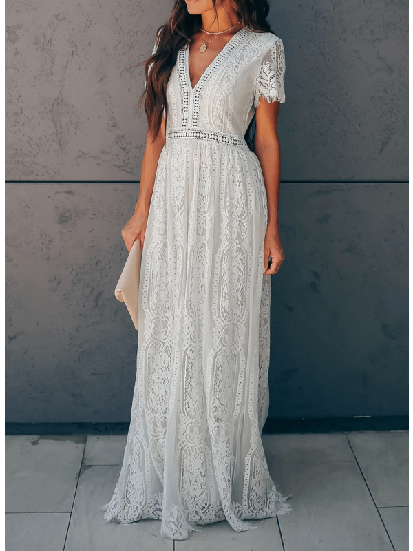Women's White Short-Sleeve Summer Dress for Casual Elegance 1