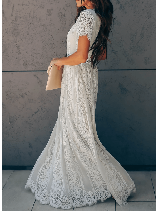 Women's White Short-Sleeve Summer Dress for Casual Elegance 3