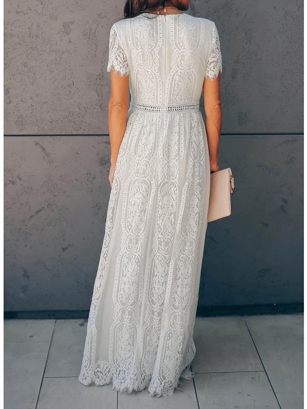 Women's White Short-Sleeve Summer Dress for Casual Elegance 4