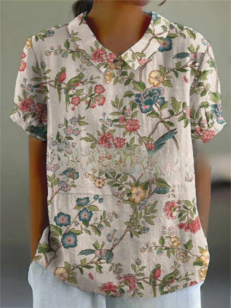 Womens Vintage Floral Blouse - Casual Summer Tops for Women 13