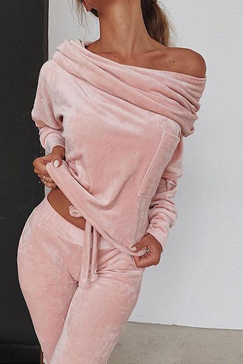 Amelia™️ | Keeley Off Shoulder Drawstring Top Long Pants Set