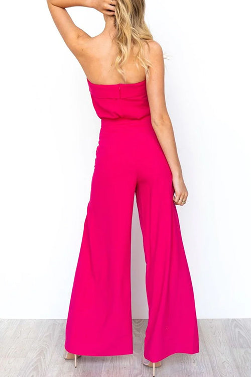 Chic™️ | Strapless Tube Top and Pocketed Wide Leg Pants Set