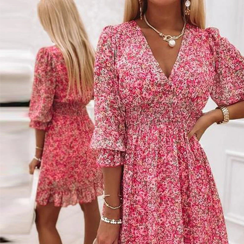 Chic Ibiza-Style Floral Dress for Women - Comfortable & Stylish