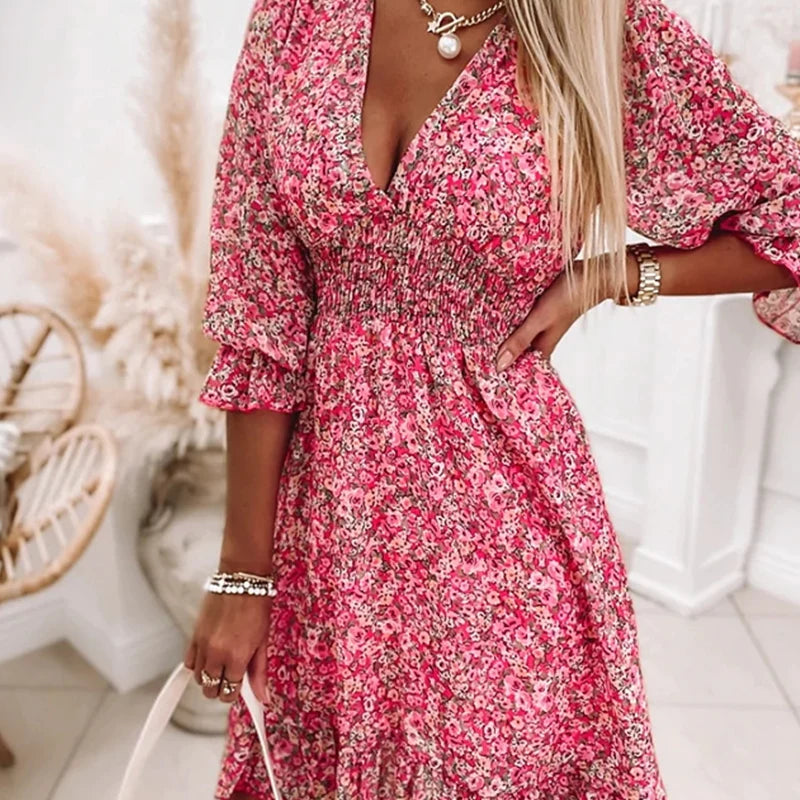 Chic Ibiza-Style Floral Dress for Women - Comfortable & Stylish