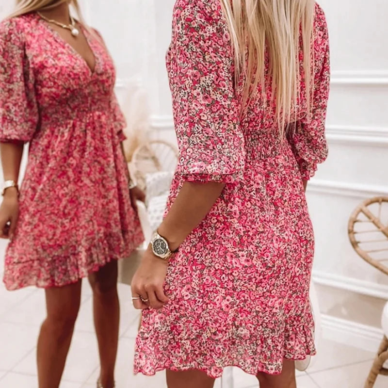 Chic Ibiza-Style Floral Dress for Women - Comfortable & Stylish