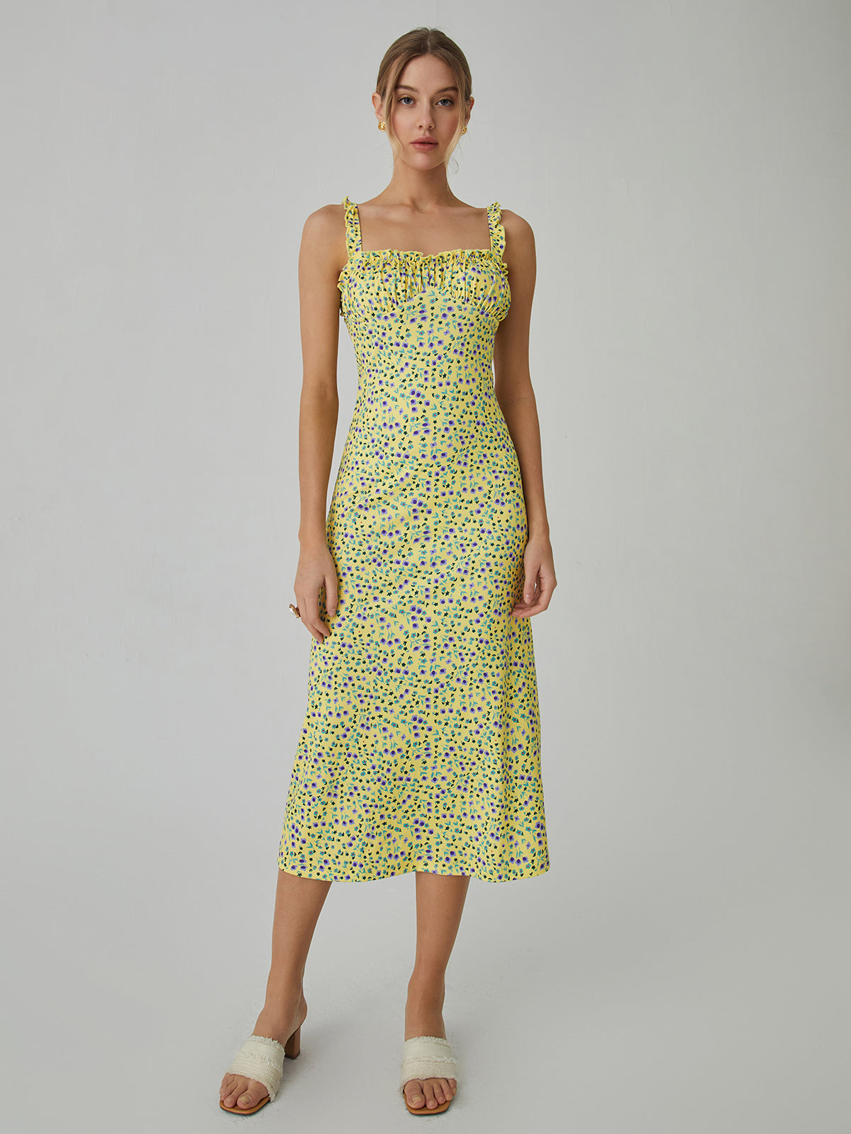 Elena Floral Elegance Midi Dress - Chic & Timeless Style