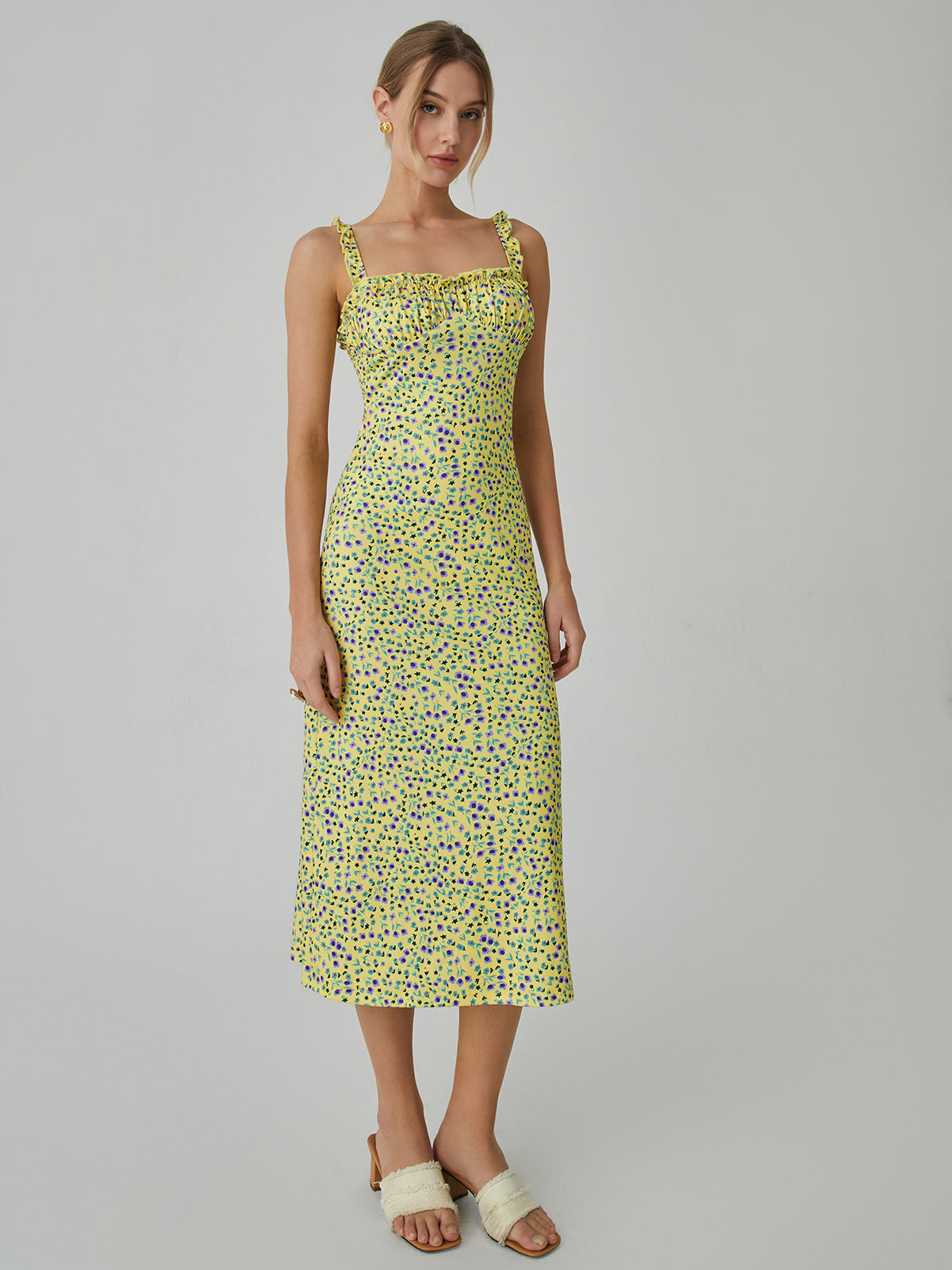 Elena Floral Elegance Midi Dress - Chic & Timeless Style