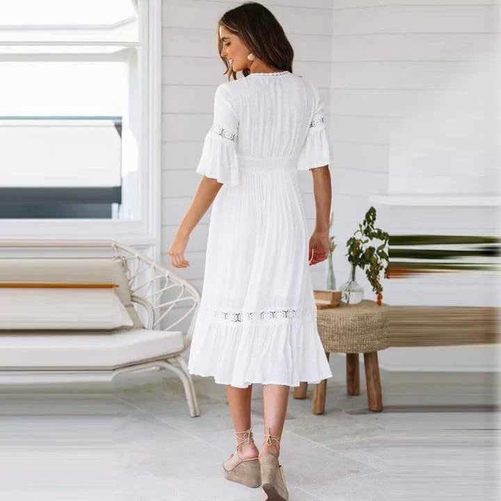 Bohemian V-Neck Midi Summer Dress for Women – Effortless Style 3