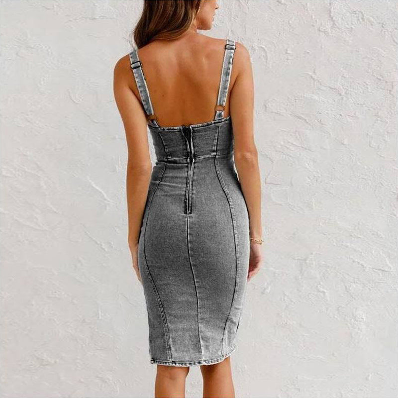 Casual Chic Denim Midi Dress - Effortless Style & Comfort