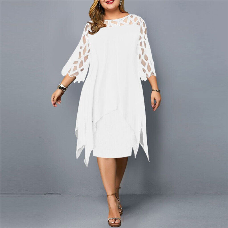 Chic Plus-Size Women's Black Midi Dress for Summer Elegance 9