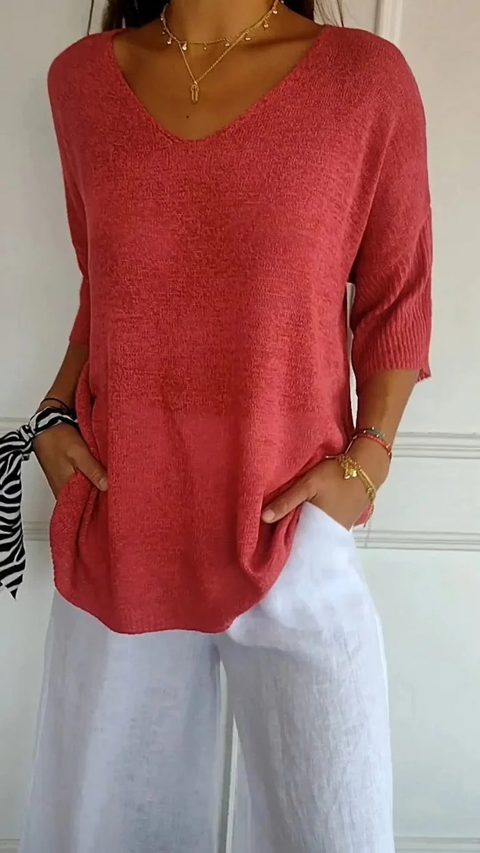 Chic Women's V-Neck Blouse - Stylish Going Out Top 0