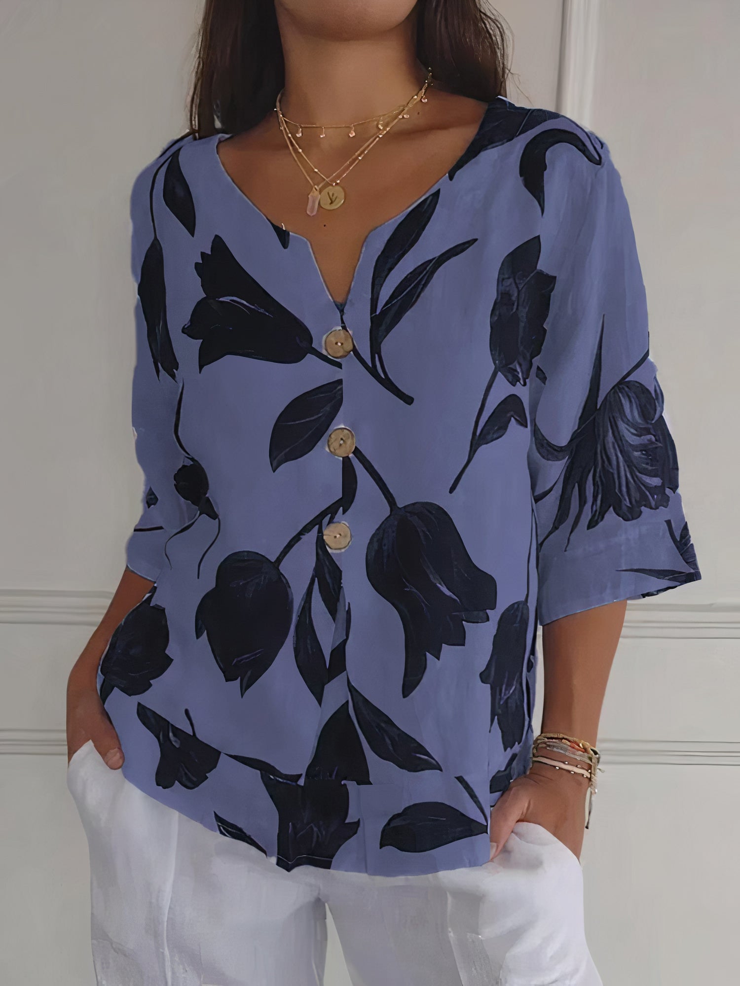 Stylish Floral Print Summer Blouse | Ezra - Perfect for Warm Days