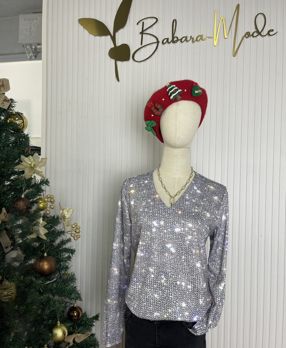 Elegant Elaina Glitter Women's Blouse - Long Sleeve Top 1