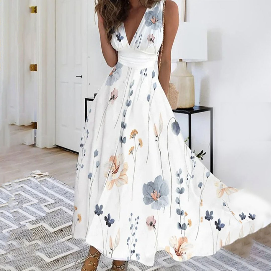 Elegant Floral Maxi Dress - Deep V-Neck Summer Dress 2