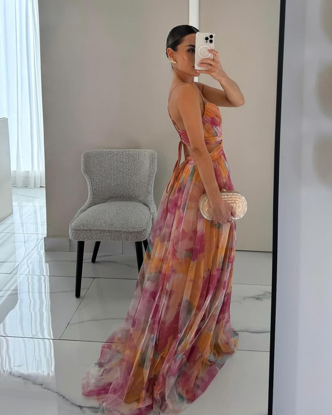 Elegant Floral Maxi Dress for Wedding Guests - V-Neck Long Dress 3