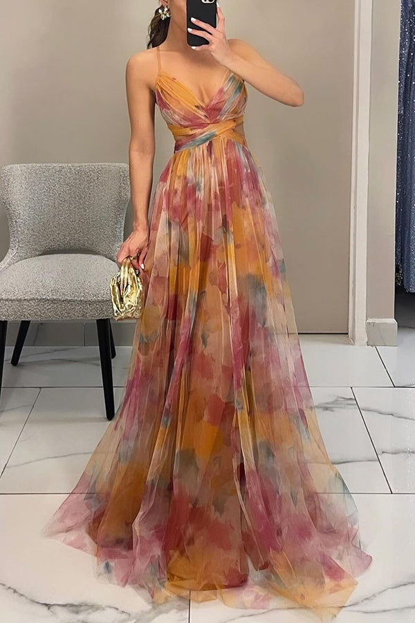 Elegant Floral Maxi Dress for Wedding Guests - V-Neck Long Dress 4
