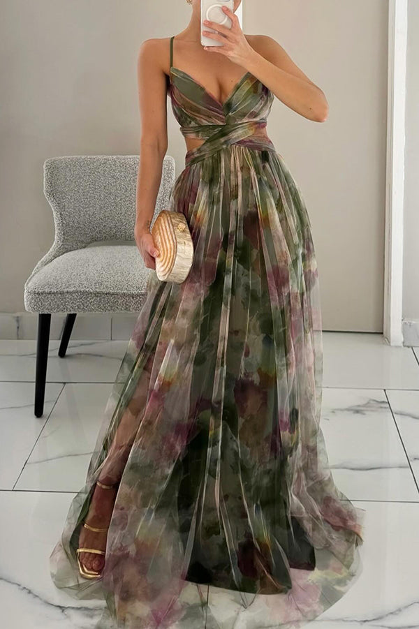 Elegant Floral Maxi Dress for Wedding Guests - V-Neck Long Dress 7