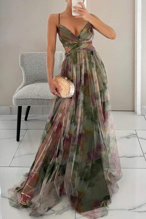 Elegant Floral Maxi Dress for Wedding Guests - V-Neck Long Dress 8