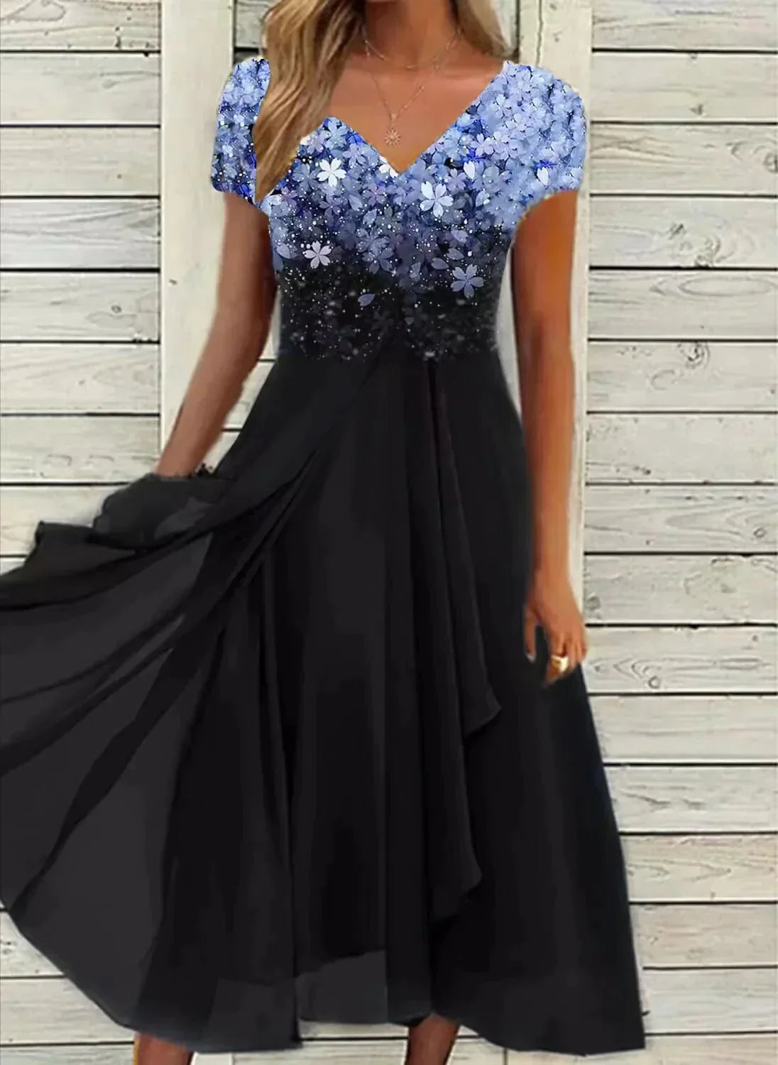 Elegant Floral Midi Dress - Women's Wedding Guest & Summer Cocktail 0