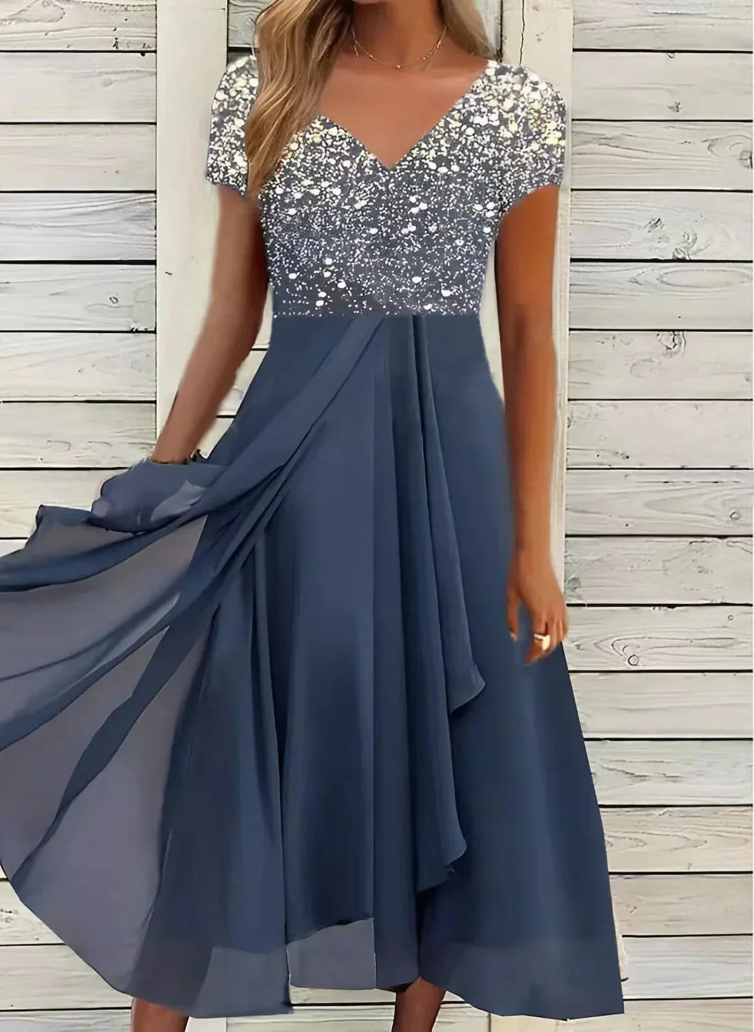 Elegant Floral Midi Dress - Women's Wedding Guest & Summer Cocktail 4