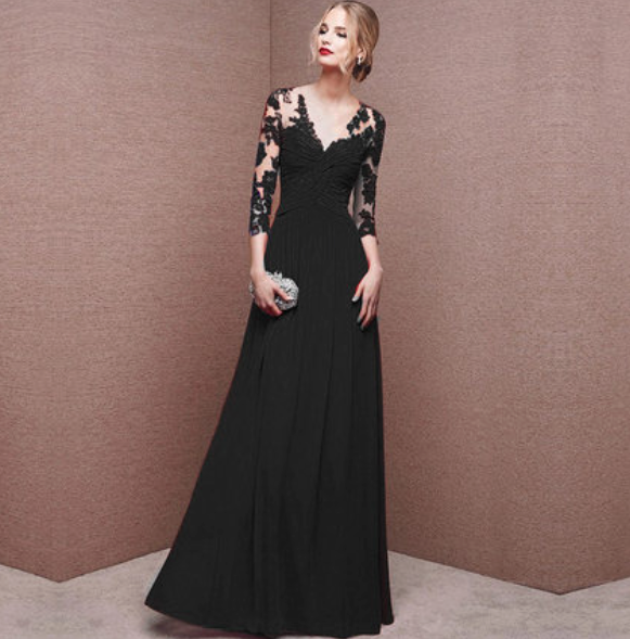Elegant Long Sleeve Maxi Dress for Women - Perfect for Weddings 0