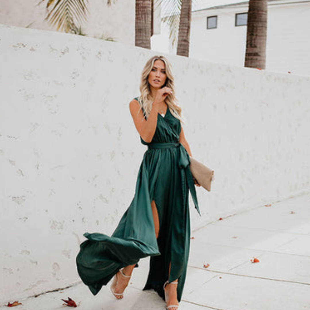 Elegant Long Sleeve Maxi Dress with Side Slot for Women 4