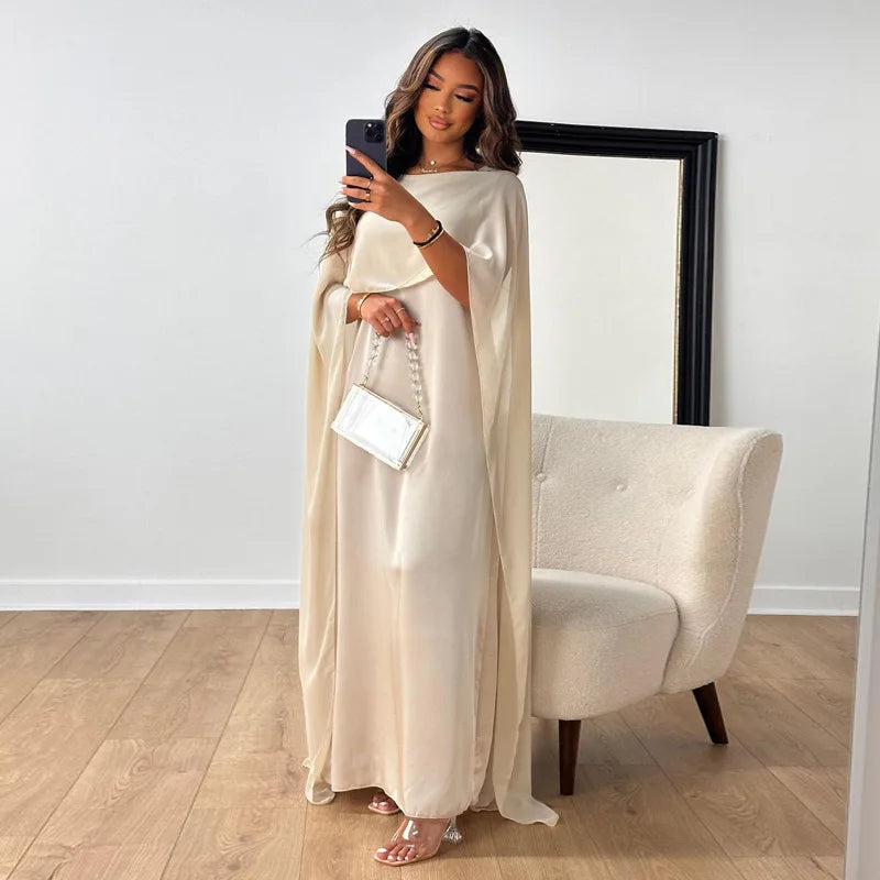 Elegant Maxi Dress with Cape Sleeves for Women 0