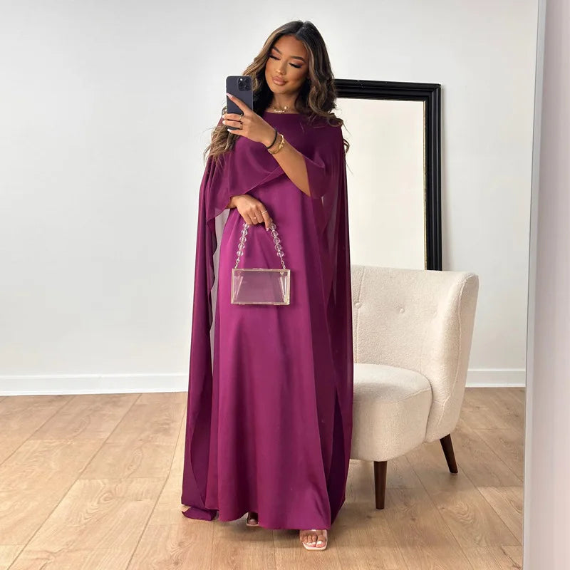 Elegant Maxi Dress with Cape Sleeves for Women 3