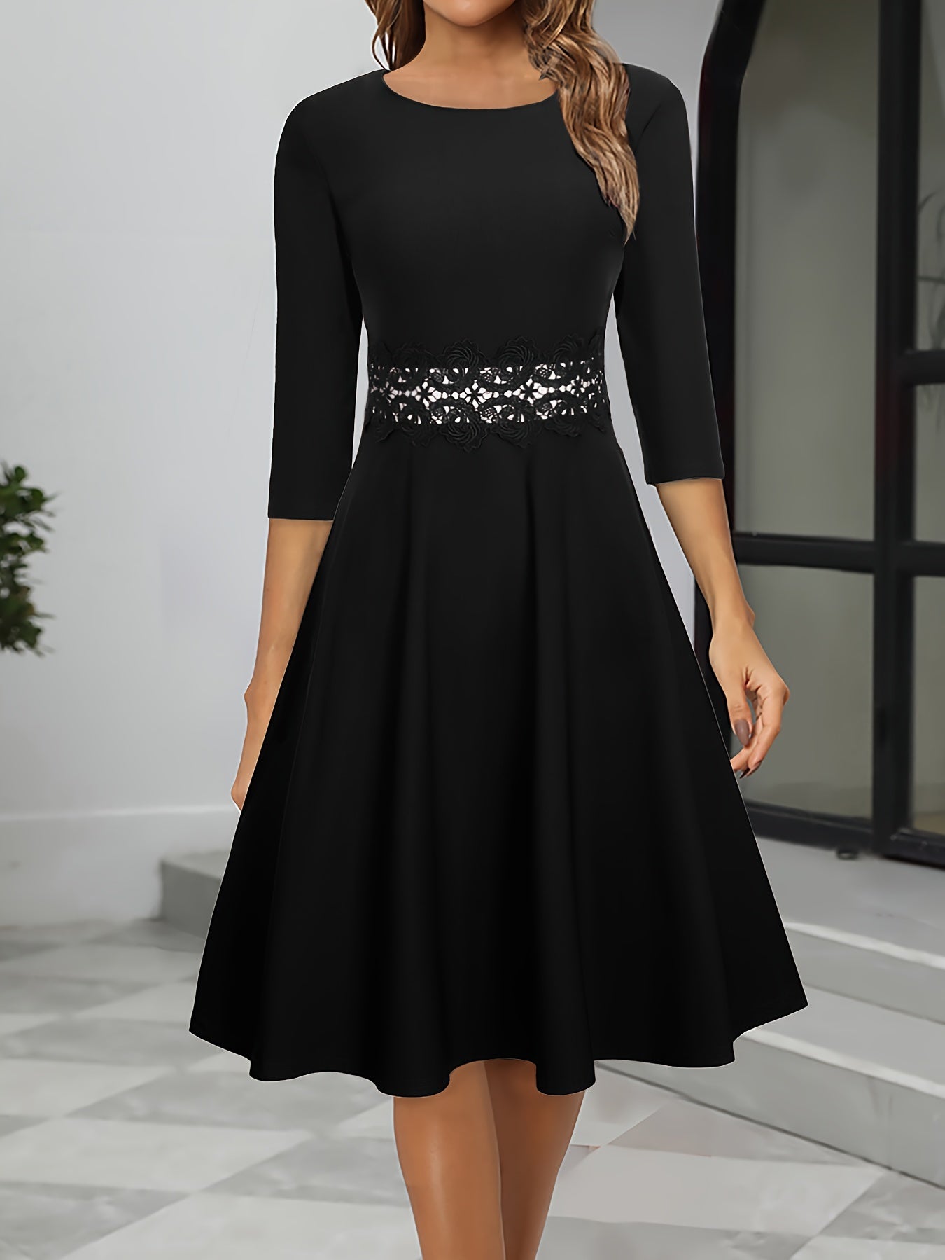 Elegant Midi Evening Dress - Black Formal Gown for Women 1