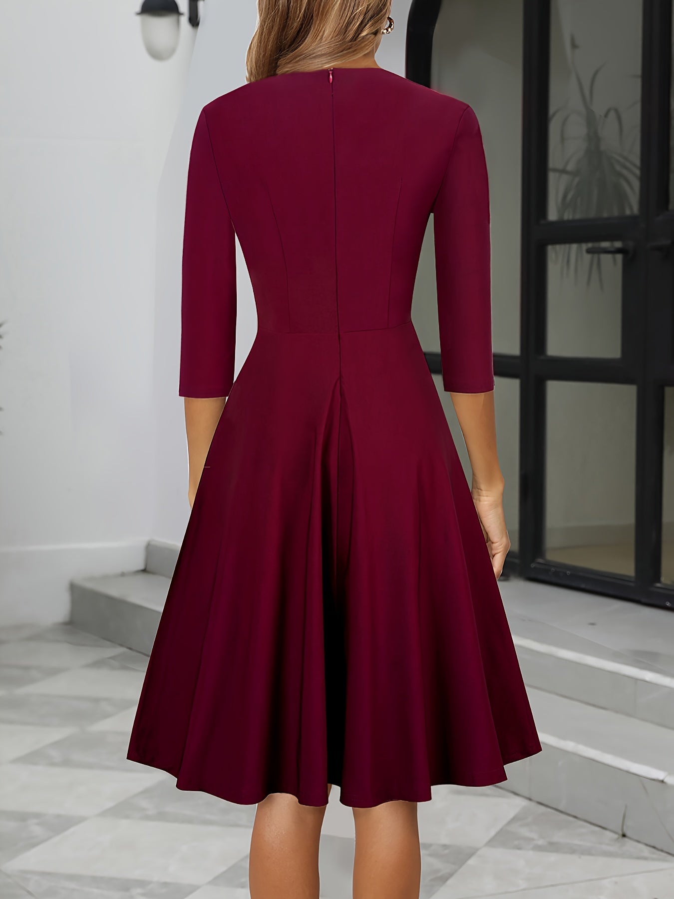 Elegant Midi Evening Dress - Black Formal Gown for Women 4