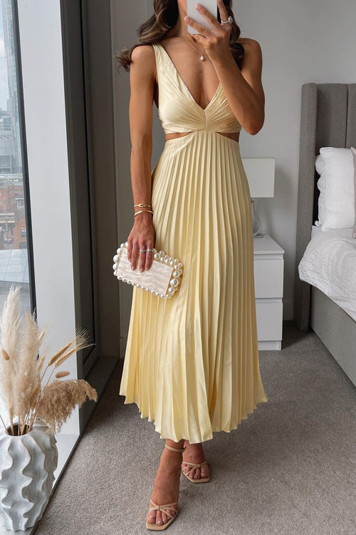 Elegant Midi Plissé Dress for Women - Wedding Guest & Formal 0