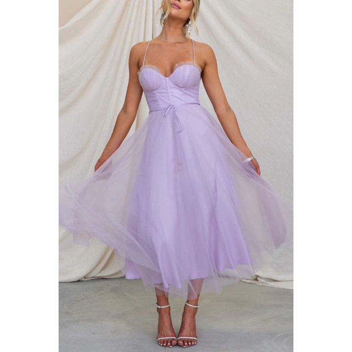 Elegant Midi Summer Dress with Spaghetti Straps for Women 3