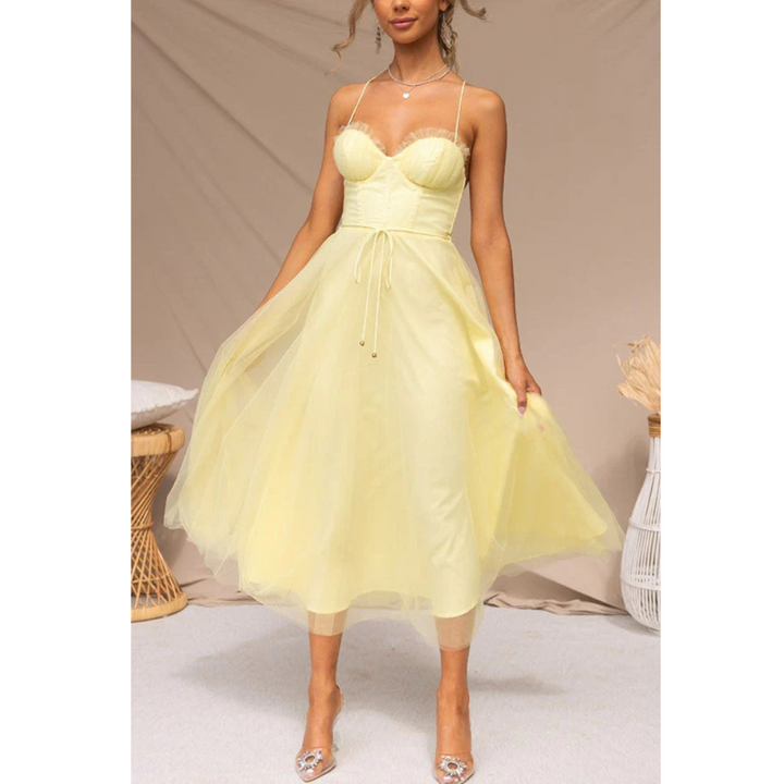 Elegant Midi Summer Dress with Spaghetti Straps for Women 4