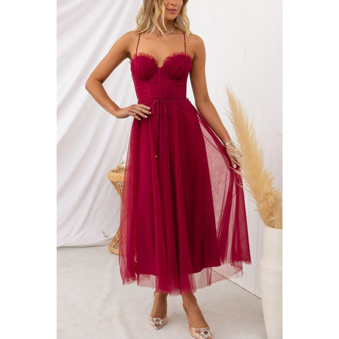 Elegant Midi Summer Dress with Spaghetti Straps for Women 6