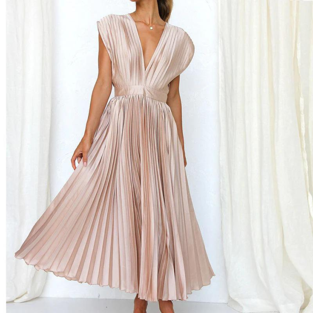 Elegant Midi V-Neck Dress for Women - Arya Collection 1