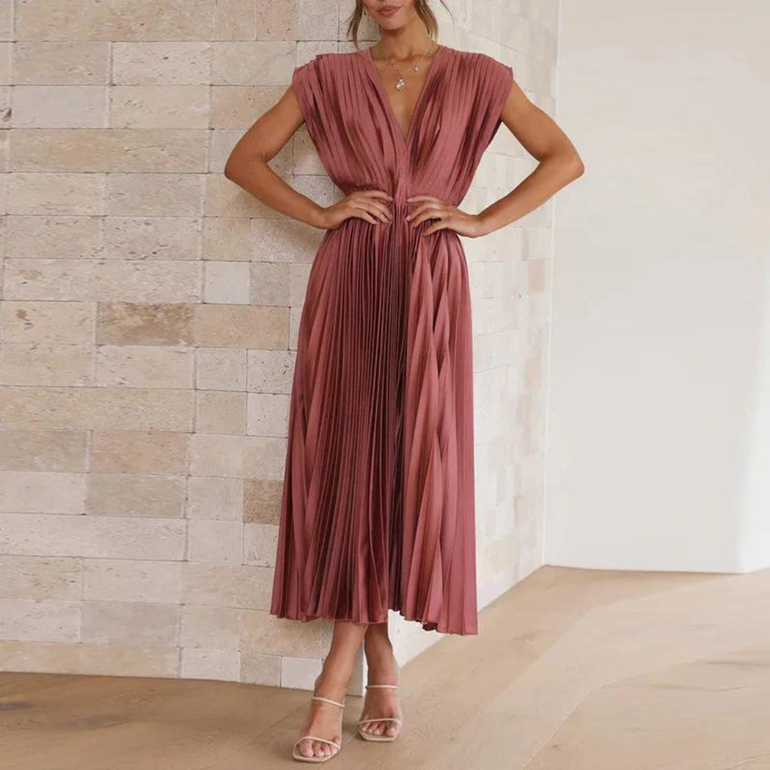 Elegant Midi V-Neck Dress for Women - Arya Collection 2