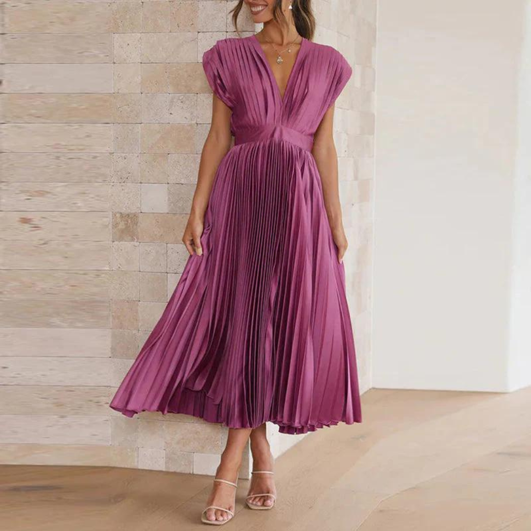 Elegant Midi V-Neck Dress for Women - Arya Collection 4