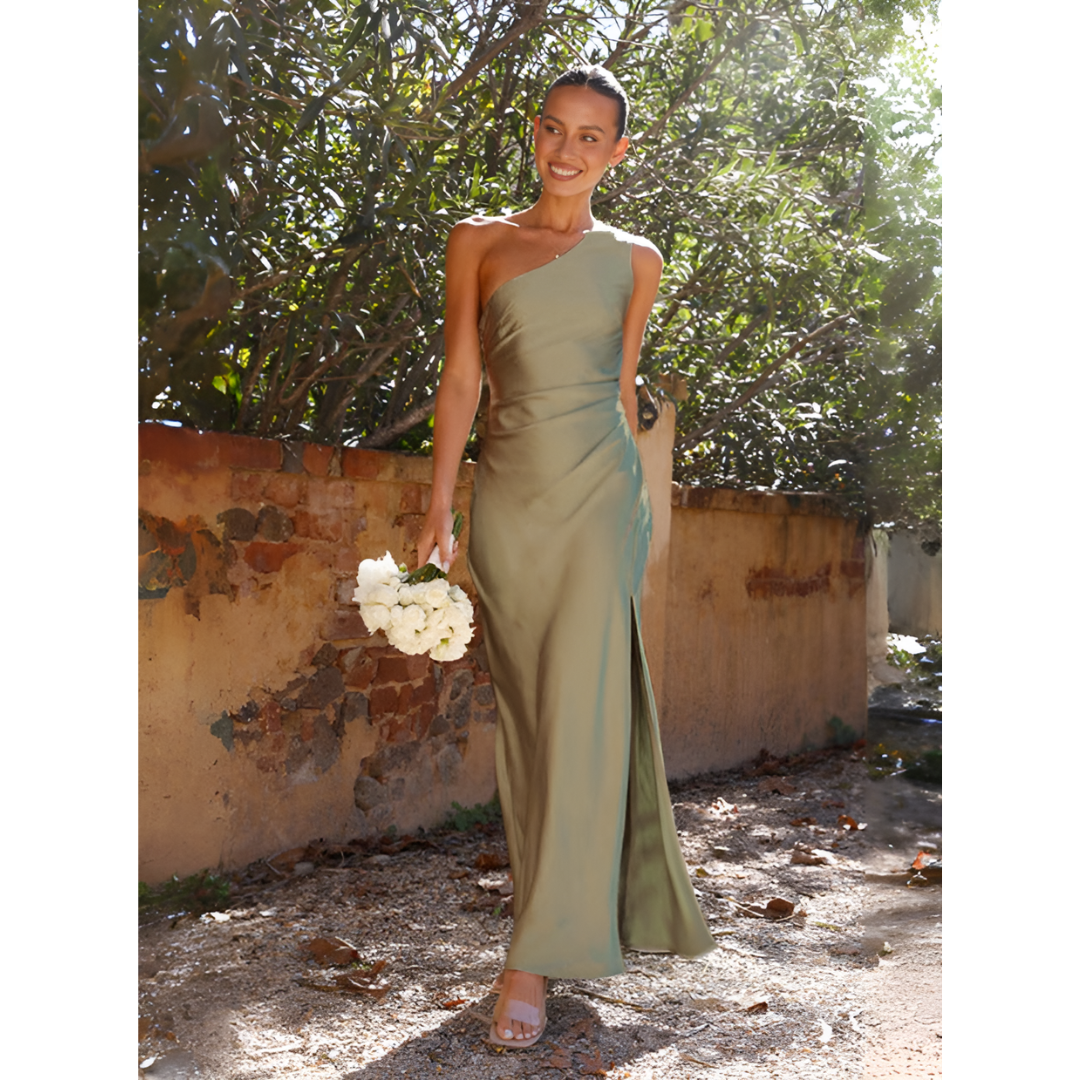 Elegant One-Shoulder Maxi Dress for Weddings & Events 0