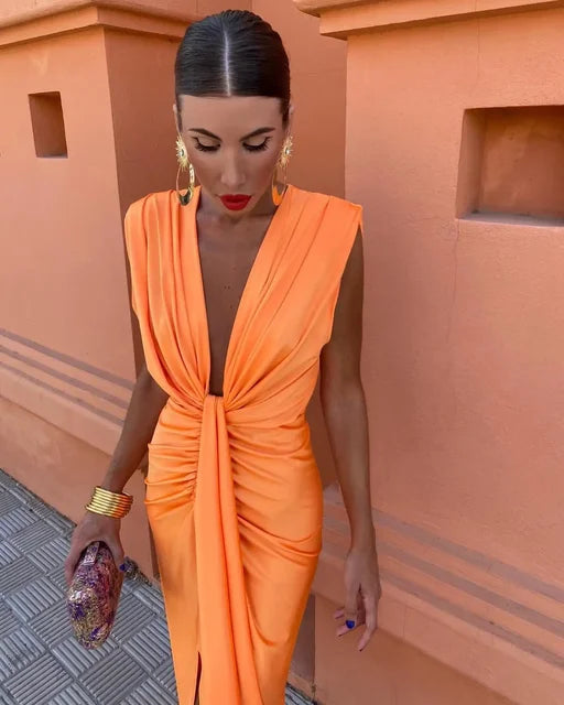 Elegant Satin Maxi Dress for Women - Formal Cocktail Style 0