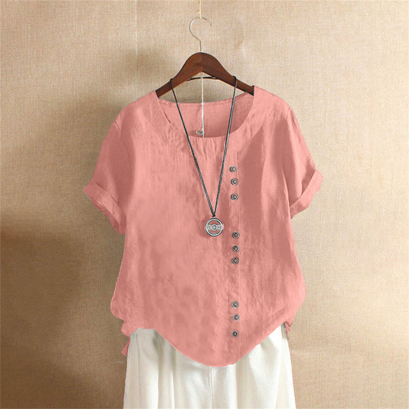 Elegant Short-Sleeved Womens Blouse - Stylish Summer Top 0