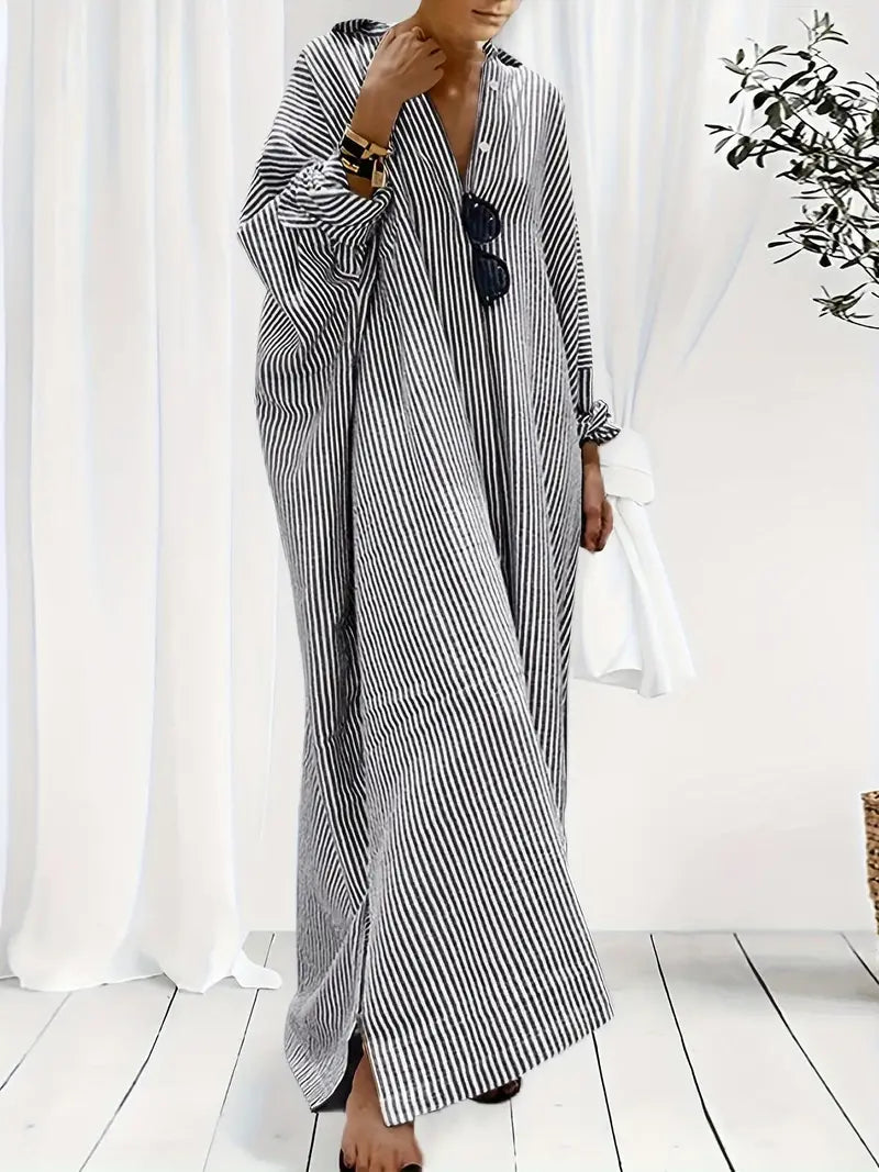 Elegant Striped Maxi Dress for Women - Summer Kaftan Style 0