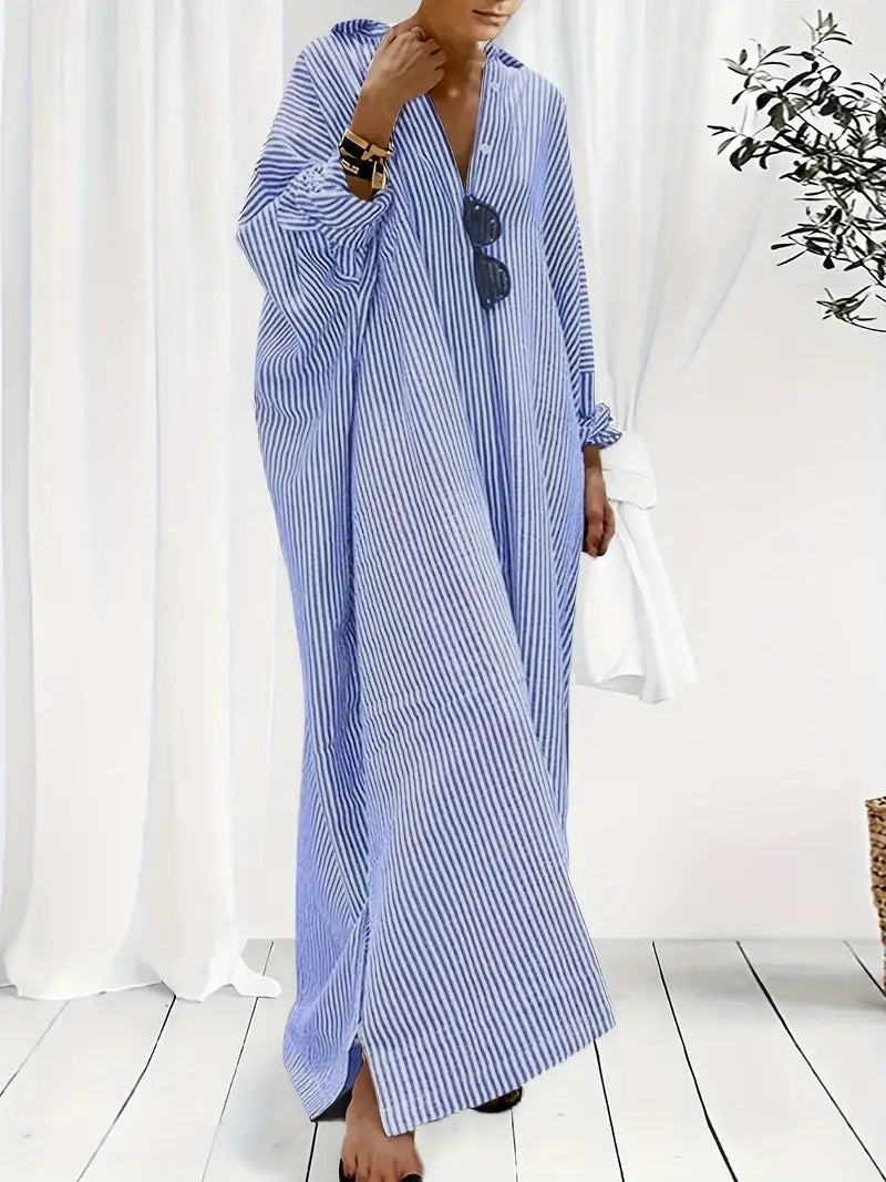 Elegant Striped Maxi Dress for Women - Summer Kaftan Style 2