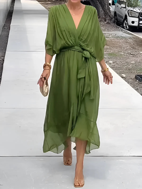 Elegant White Maxi Wrap Dress - Perfect Wedding Guest Dress 1
