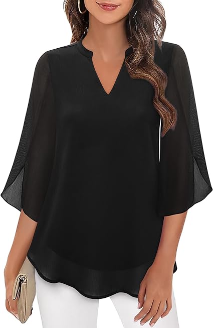 Elegant Women's Blouse - Lightweight Long Sleeve Summer Top 0
