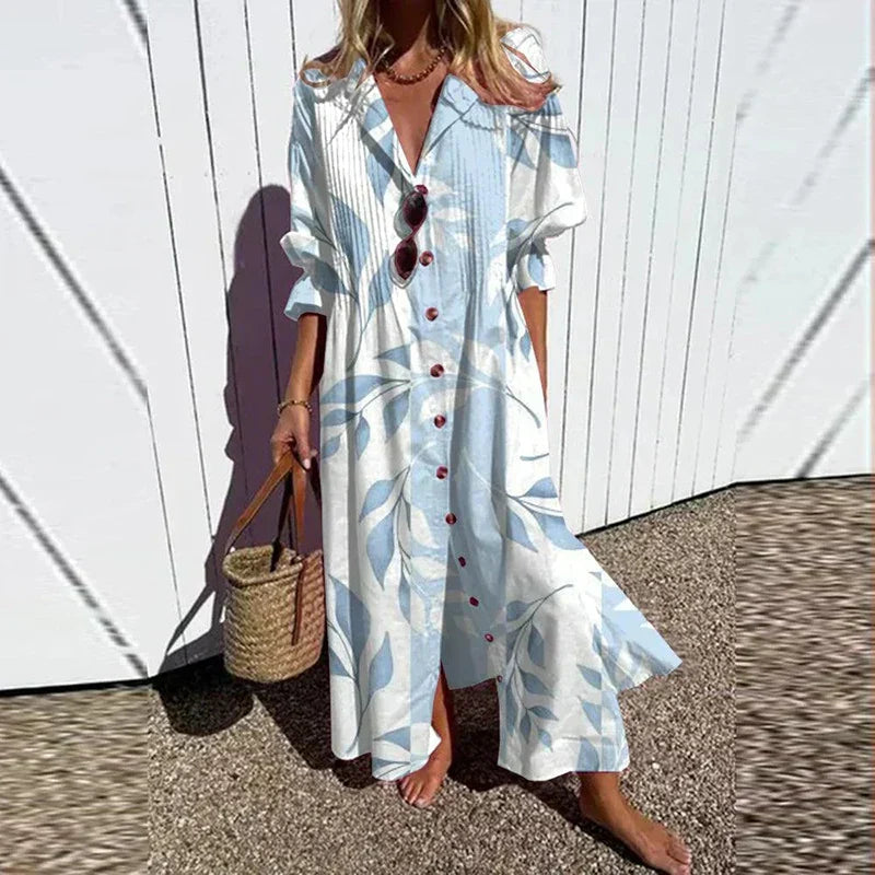 Elegant Women's Boho Maxi Dress with V-Neck for Summer 4