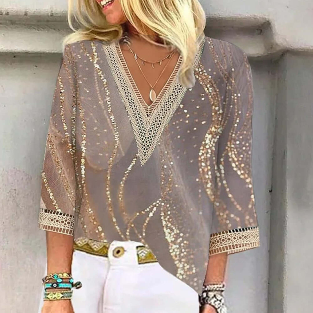 Elegant Women's Ombre V-Neck Blouse for Versatile Style 1