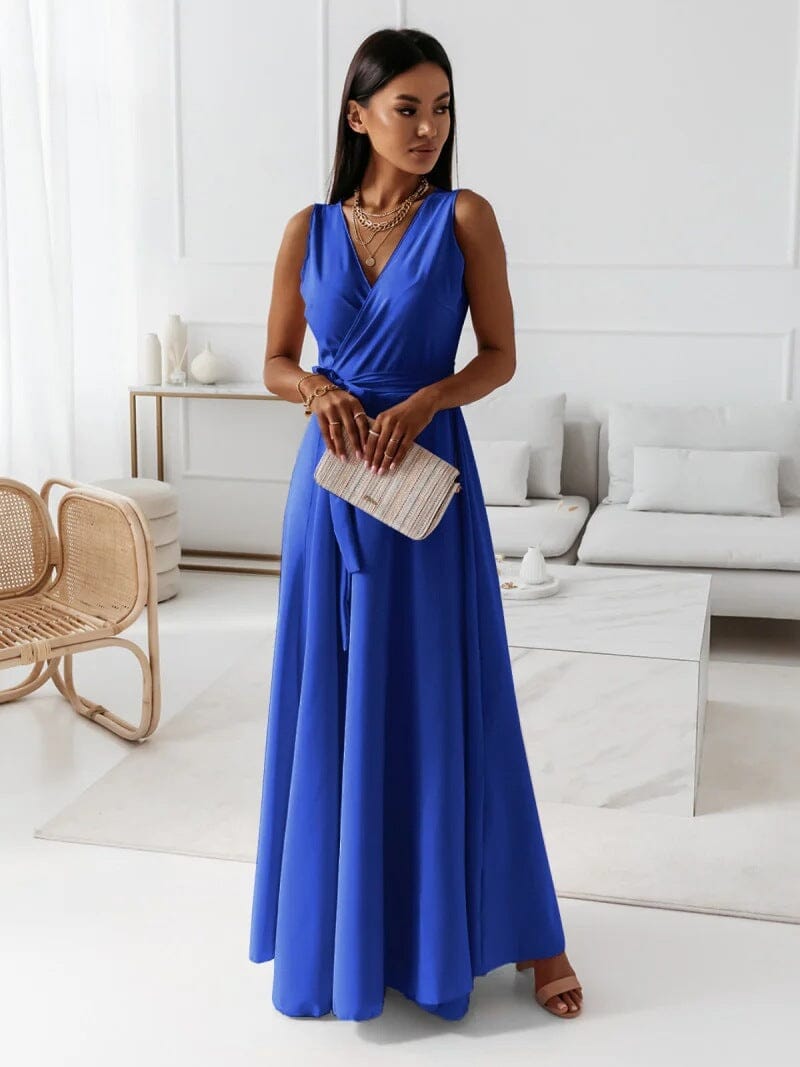 Elegant Women's Sleeveless V-Neck Maxi Dress for Summer Events 0